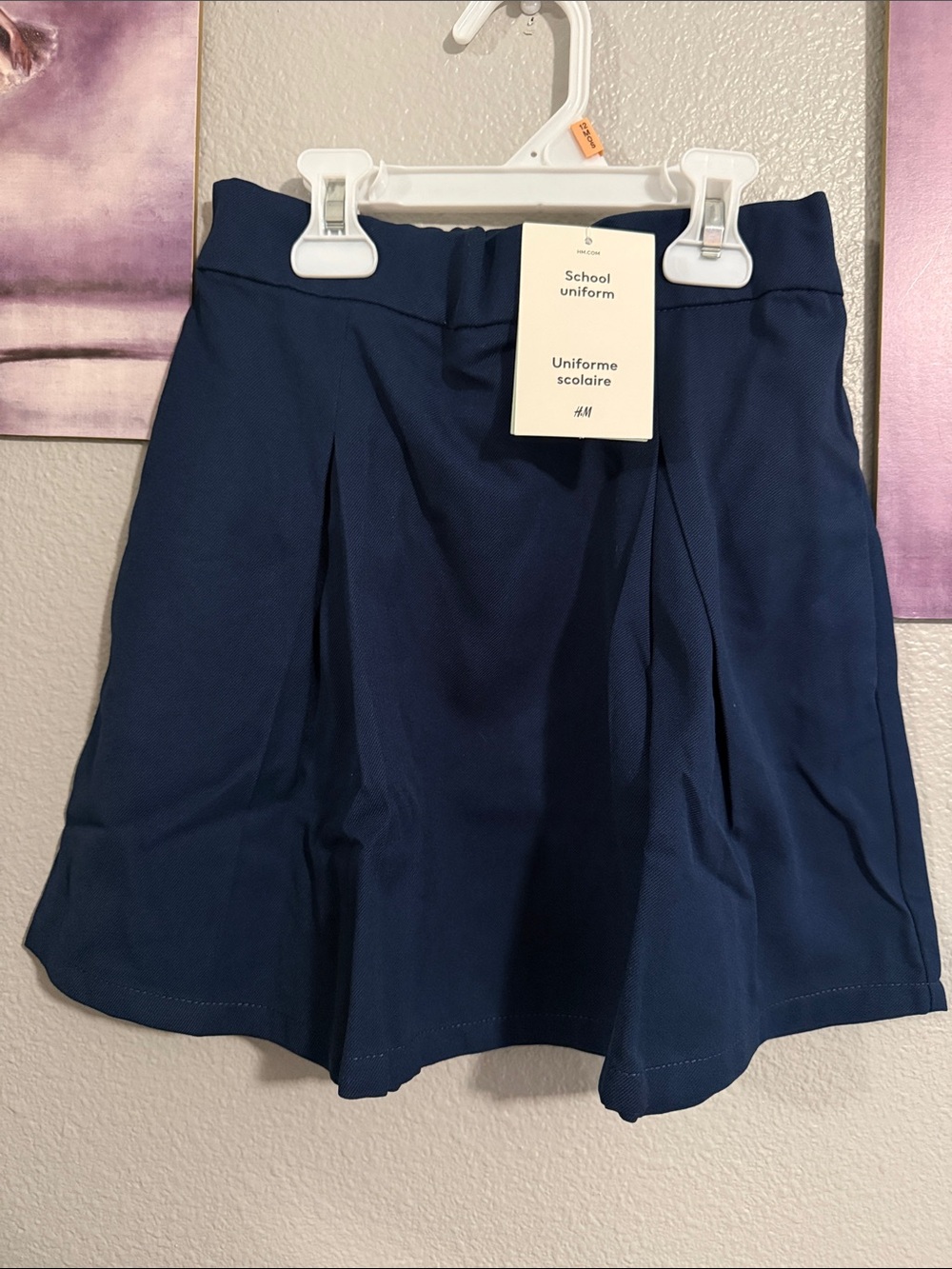 H&M set of 2 school uniform pleated skirt size 7/8 navy blue new